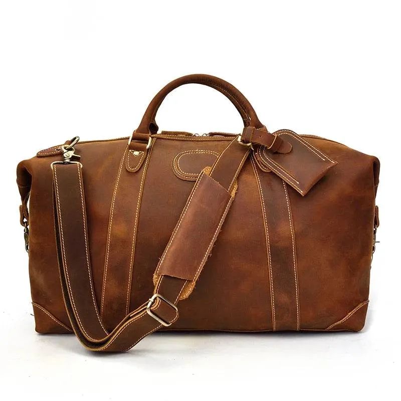 Fashion Leather Men’s Travel Duffle Bag Weekender