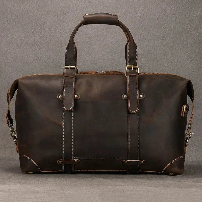 Fashion Leather Men’s Travel Duffle Bag Weekender