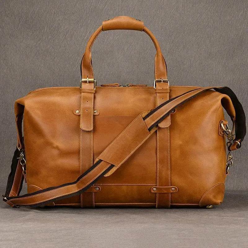 Fashion Leather Men’s Travel Duffle Bag Weekender