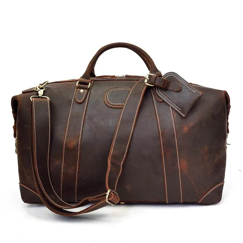 Fashion Leather Men’s Travel Duffle Bag Weekender