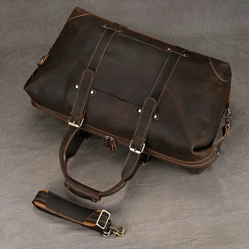 Fashion Leather Men’s Travel Duffle Bag Weekender