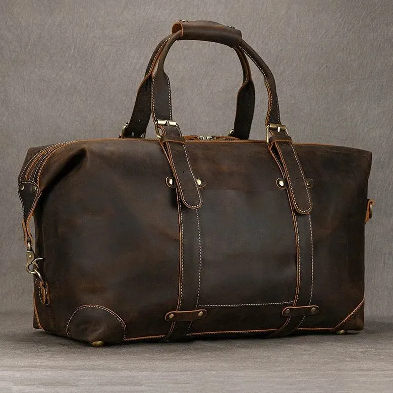 Fashion Leather Men’s Travel Duffle Bag Weekender