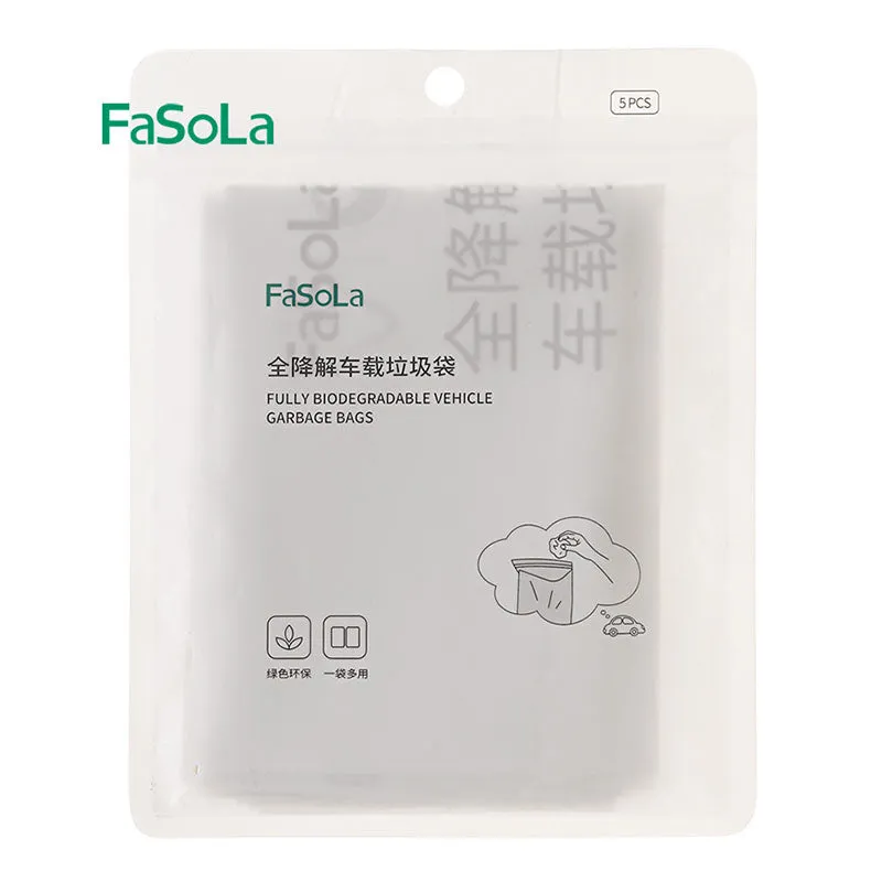 FaSoLa Fully Biodegradable Vehicle Garbage Bags - White, 25x31cm, Pack of 5