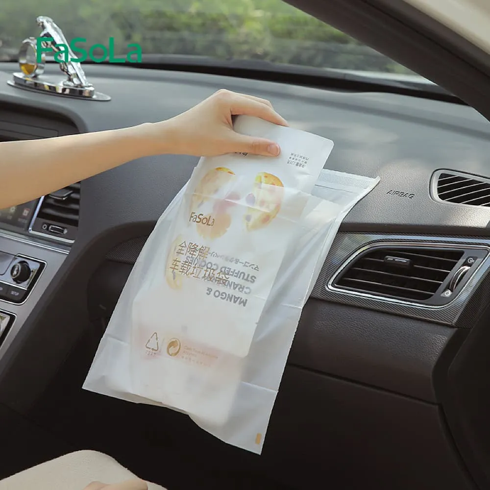 FaSoLa Fully Biodegradable Vehicle Garbage Bags - White, 25x31cm, Pack of 5