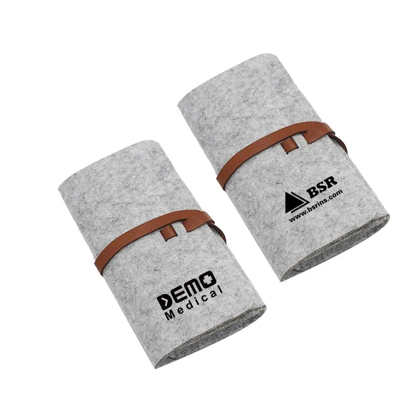 Felt Glasses Case with Leather Strap