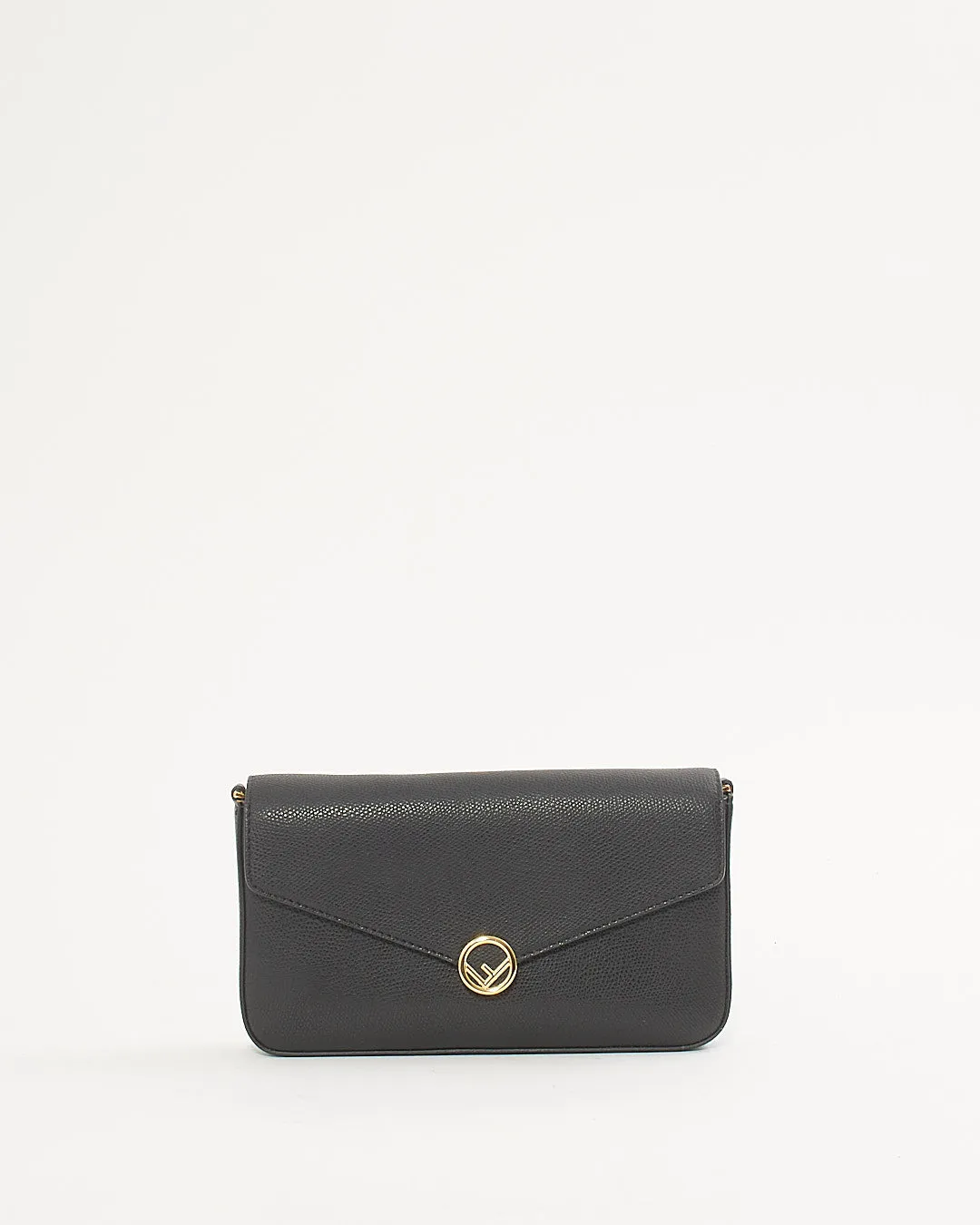 Fendi Black Leather Wallet On Chain