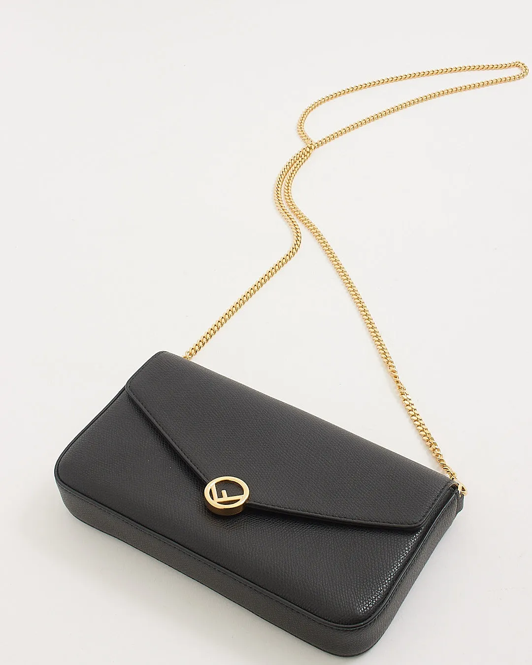 Fendi Black Leather Wallet On Chain