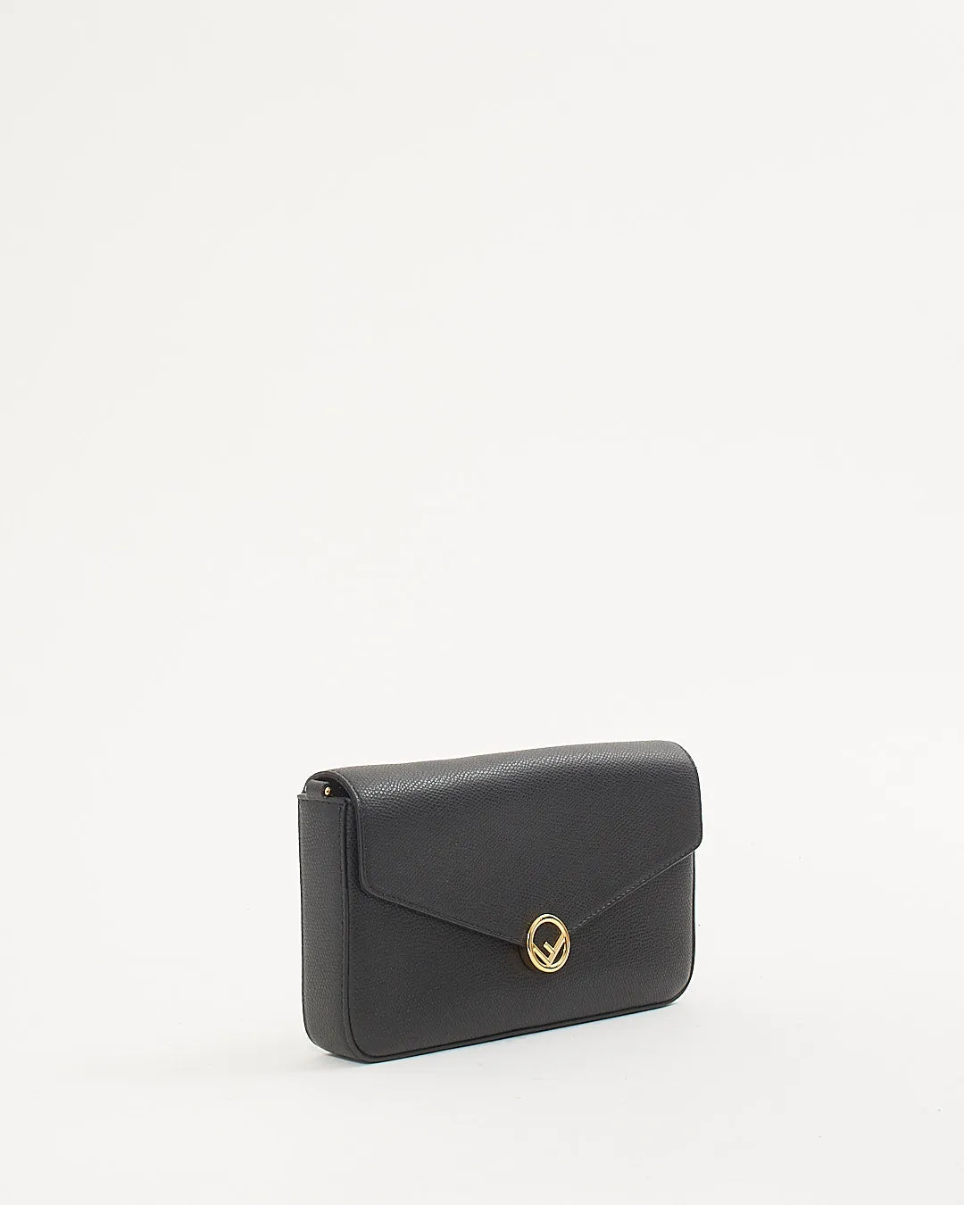 Fendi Black Leather Wallet On Chain