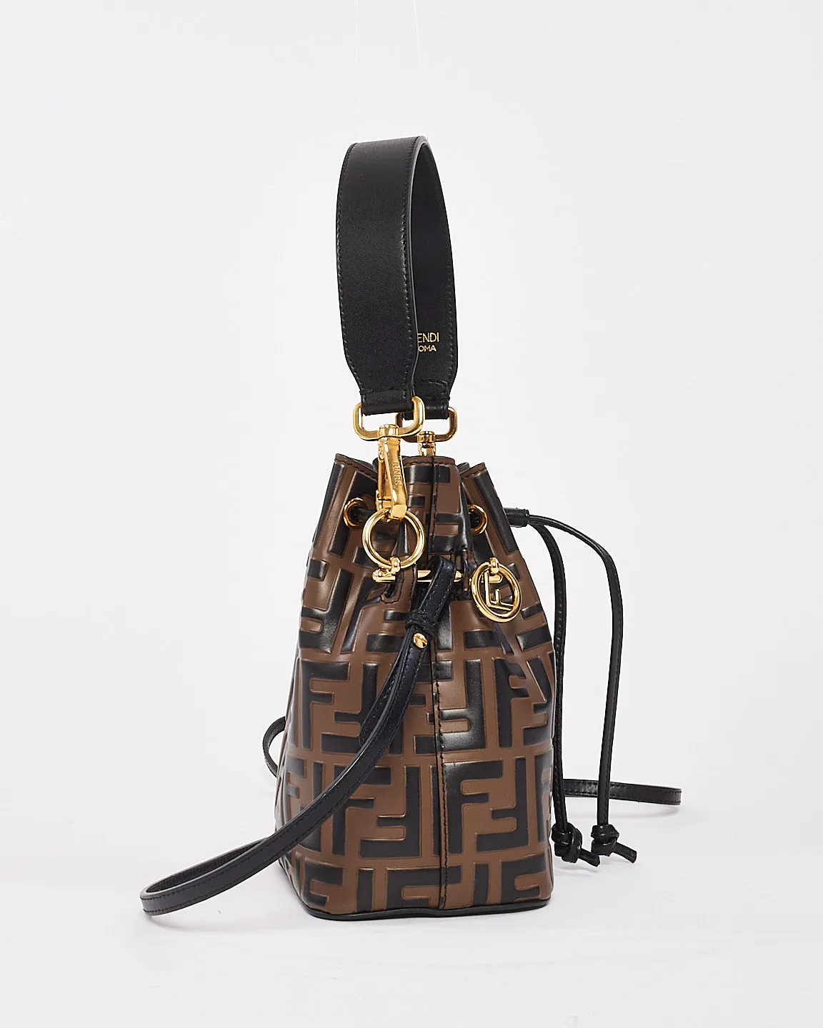 Fendi Brown Monogram Leather Mini Mon Tresor Bucket Bag