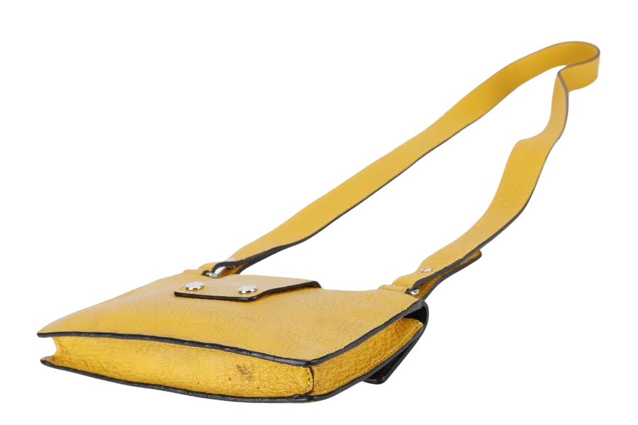 FENDI SELLERIA BAGGUETTE SMALL MUSTARD YELLOW CALF LEATHER SILVER HARDWARE NO DUST COVER