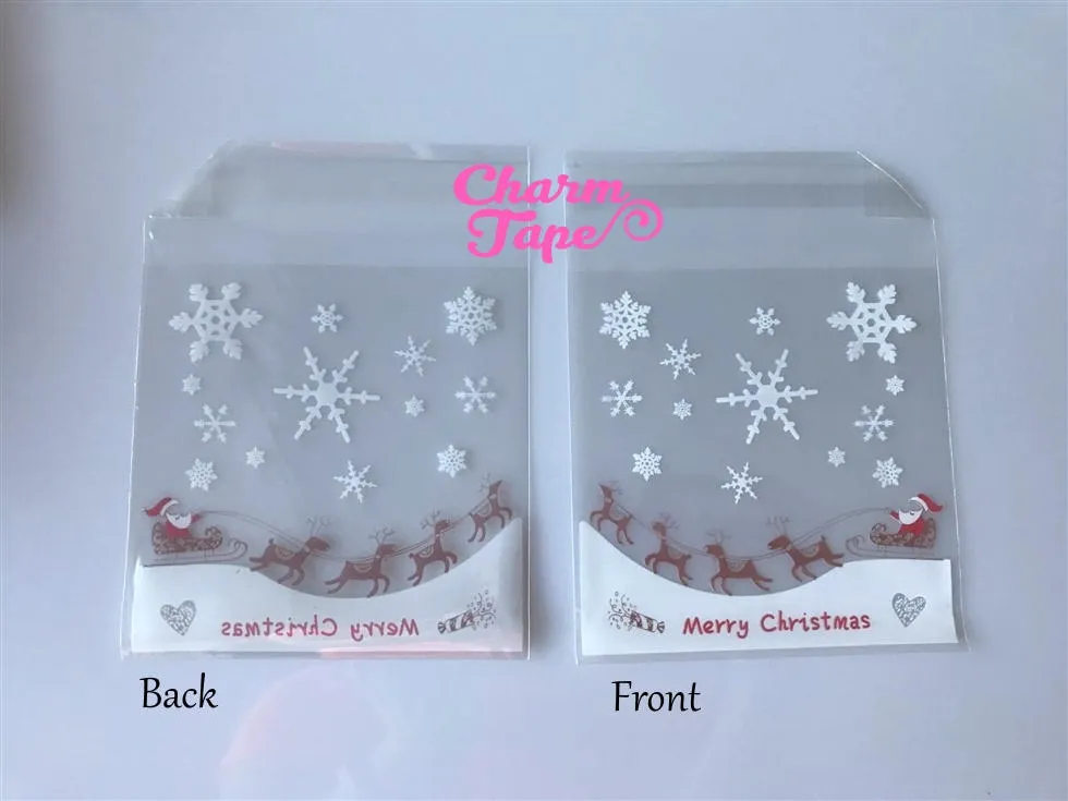 Festive Santa Claus Gift Bags Cello Bags Self-adhesive Cookie bags - Favors Bags - Party bags 20/50/100 bags CB50