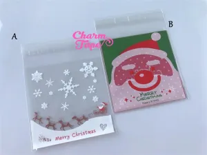 Festive Santa Claus Gift Bags Cello Bags Self-adhesive Cookie bags - Favors Bags - Party bags 20/50/100 bags CB50