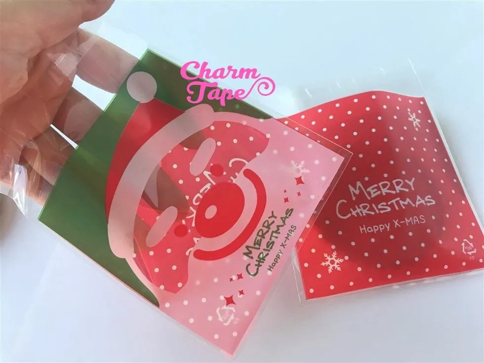 Festive Santa Claus Gift Bags Cello Bags Self-adhesive Cookie bags - Favors Bags - Party bags 20/50/100 bags CB50