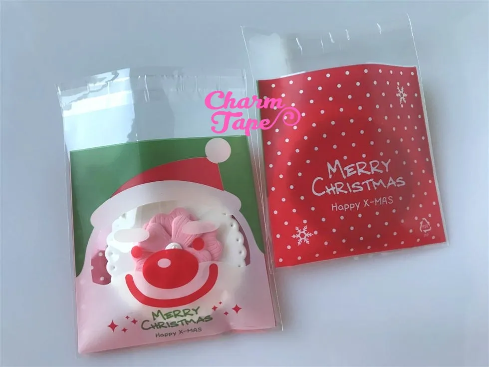 Festive Santa Claus Gift Bags Cello Bags Self-adhesive Cookie bags - Favors Bags - Party bags 20/50/100 bags CB50