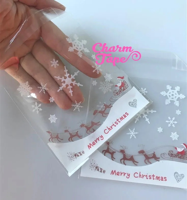 Festive Santa Claus Gift Bags Cello Bags Self-adhesive Cookie bags - Favors Bags - Party bags 20/50/100 bags CB50