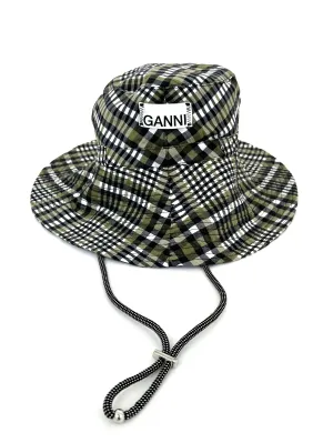 Ganni Plaid Seersucker Bucket Hat