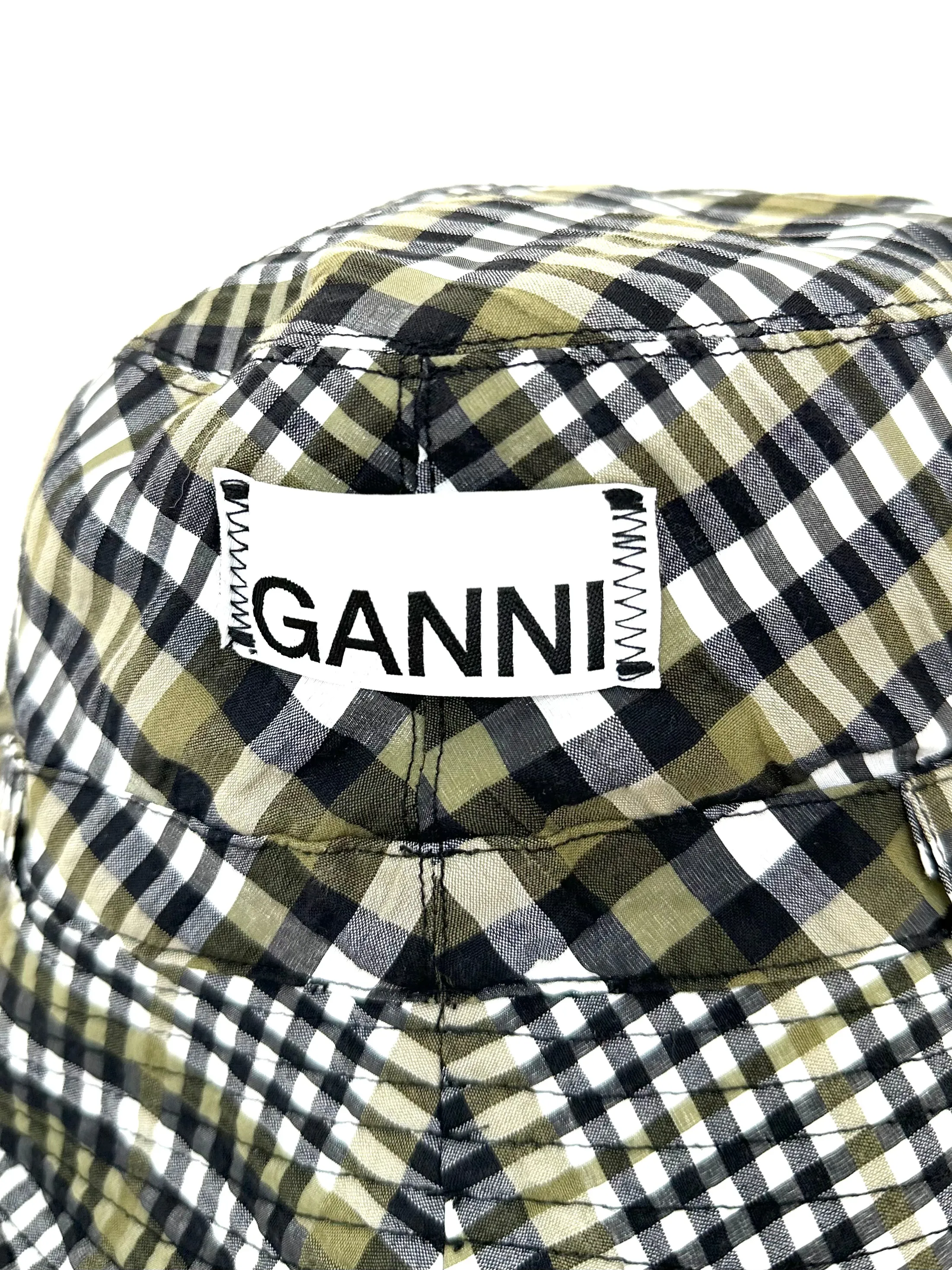 Ganni Plaid Seersucker Bucket Hat