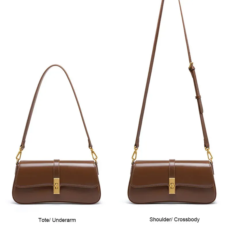 Genuine Leather Women's Underarm Bag High Quality Shoulder Crossbody Bags New Fashion Retro Bags