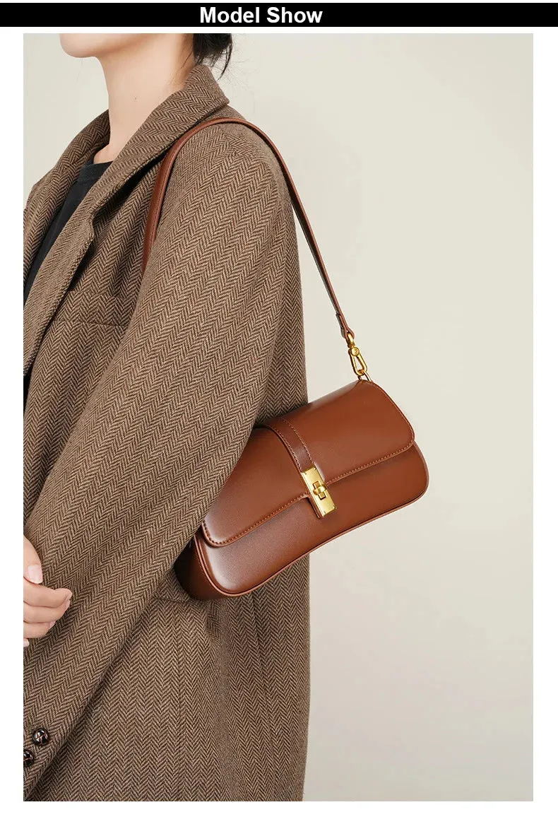 Genuine Leather Women's Underarm Bag High Quality Shoulder Crossbody Bags New Fashion Retro Bags