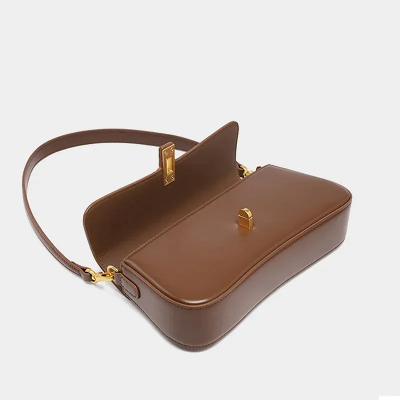 Genuine Leather Women's Underarm Bag High Quality Shoulder Crossbody Bags New Fashion Retro Bags