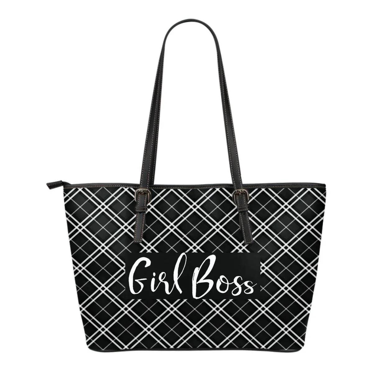 Girl Boss Plaid Tote Bags