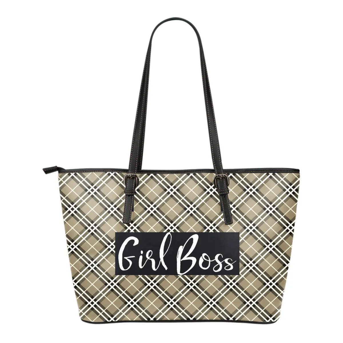 Girl Boss Plaid Tote Bags