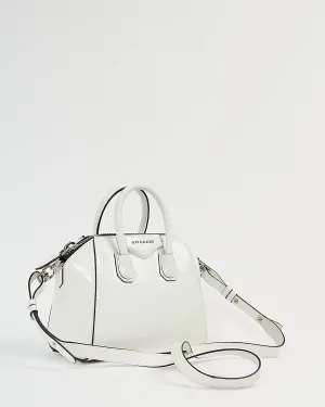 Givenchy White Patent Crinkled Leather Mini Antigona Bag