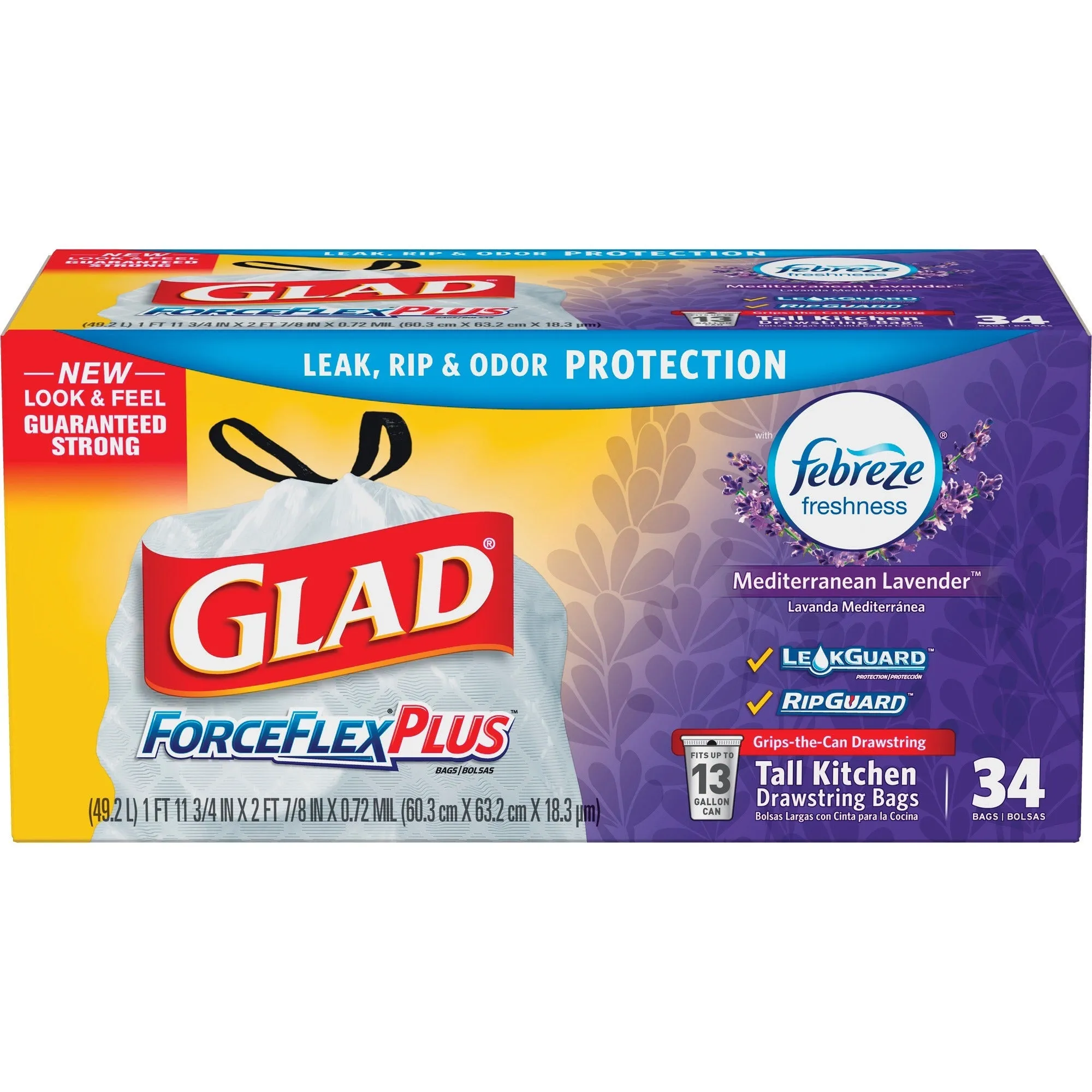 Glad ForceFlex OdorShield Tall Kitchen Drawstring Trash Bags