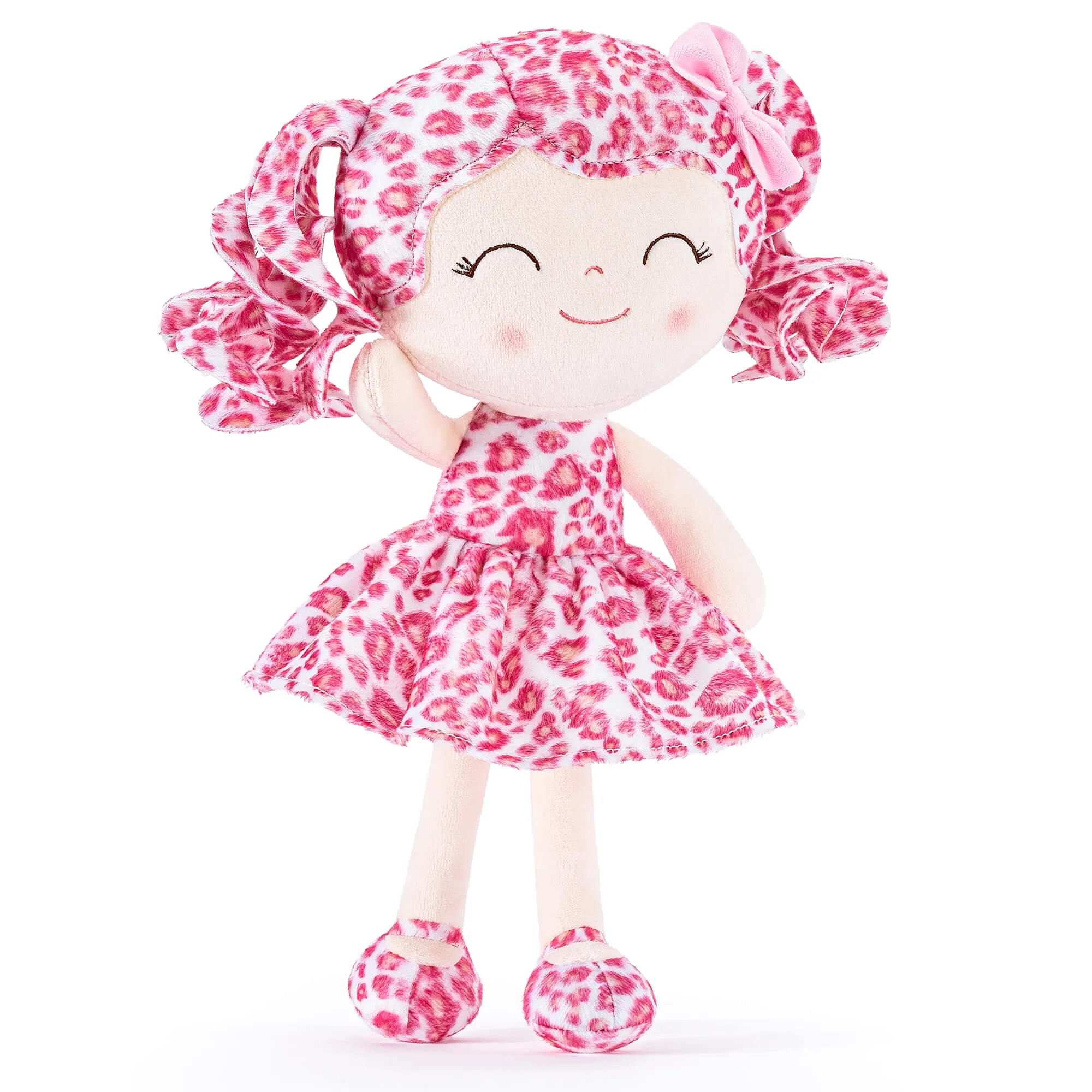 Gloveleya 12-inch Personalized Plush Jungle Animal Doll Pink Leopard Costume