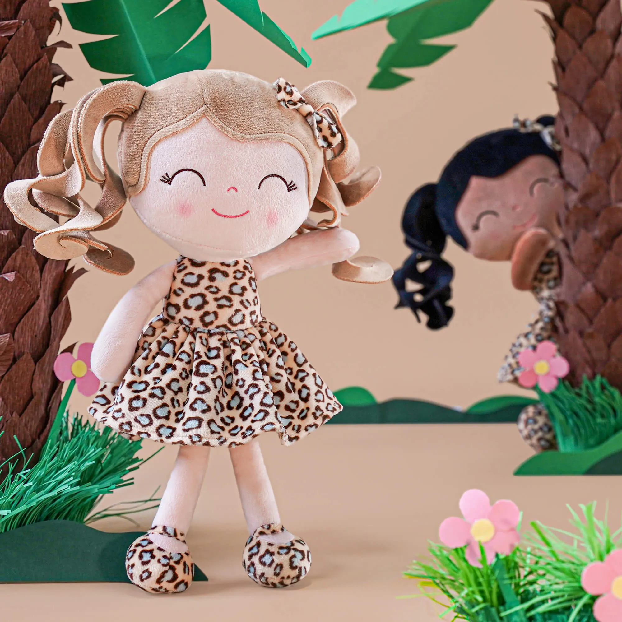 Gloveleya 12-inch Personalized Plush Jungle Animal Doll Tanned Leopard