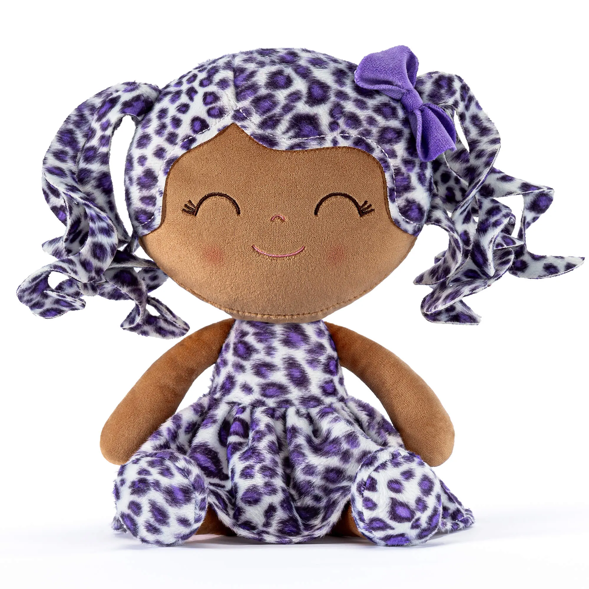 Gloveleya 12-inch Personalized Plush Jungle Animal Doll Tanned Skin Purple Leopard Costume