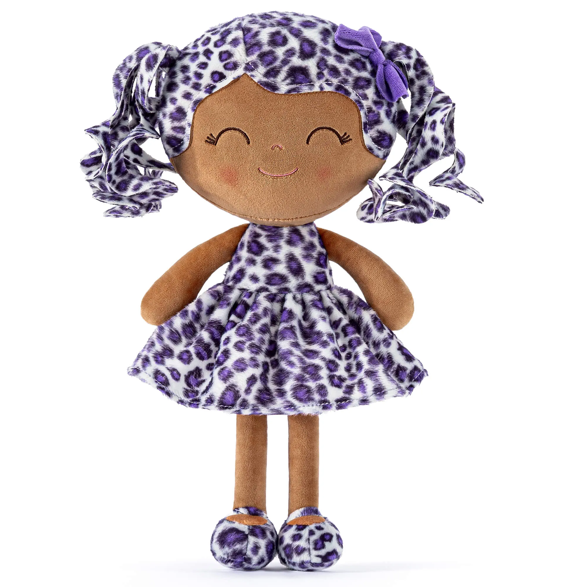Gloveleya 12-inch Personalized Plush Jungle Animal Doll Tanned Skin Purple Leopard Costume