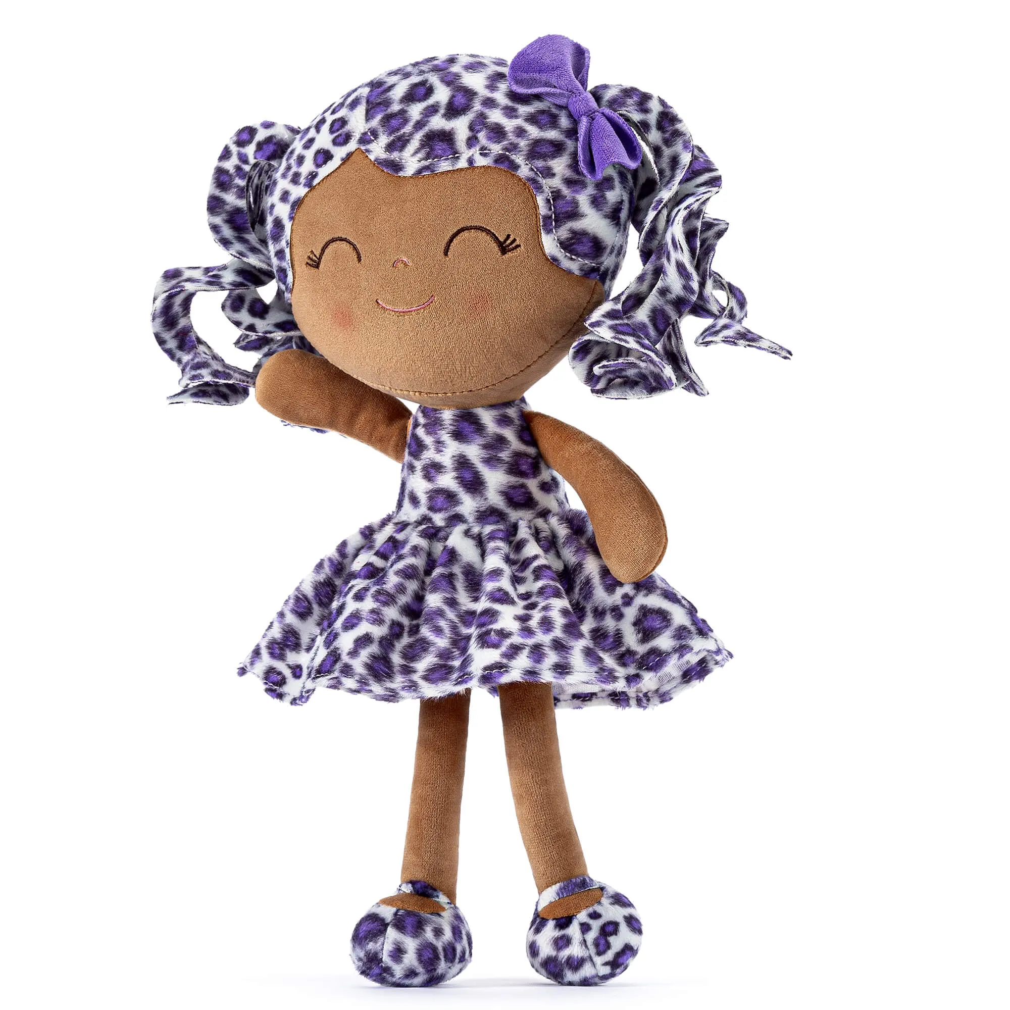 Gloveleya 12-inch Personalized Plush Jungle Animal Doll Tanned Skin Purple Leopard Costume