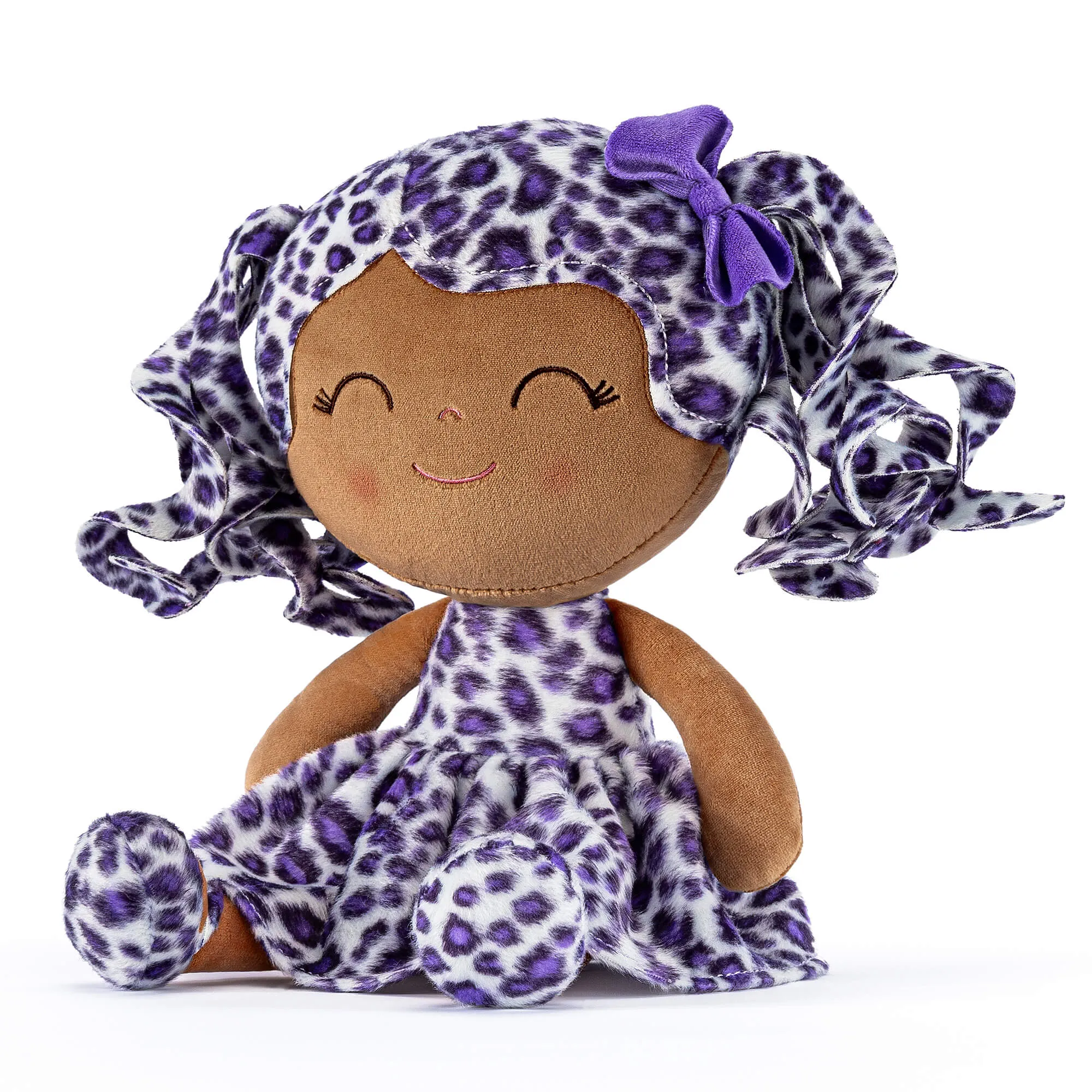 Gloveleya 12-inch Personalized Plush Jungle Animal Doll Tanned Skin Purple Leopard Costume