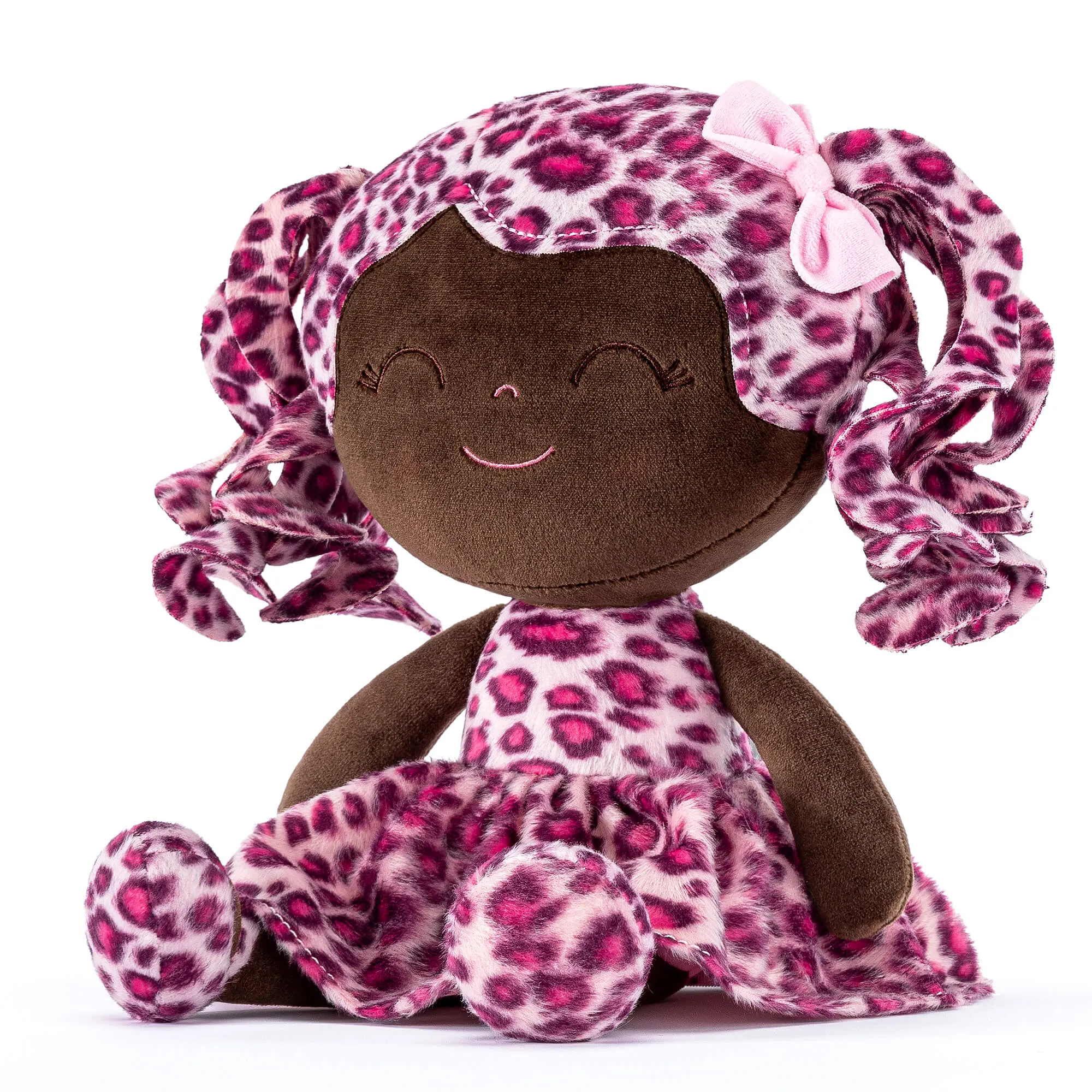 Gloveleya 12-inch Personalized Plush Jungle Animal Doll Tanned Skin with Rose Leopard Costume
