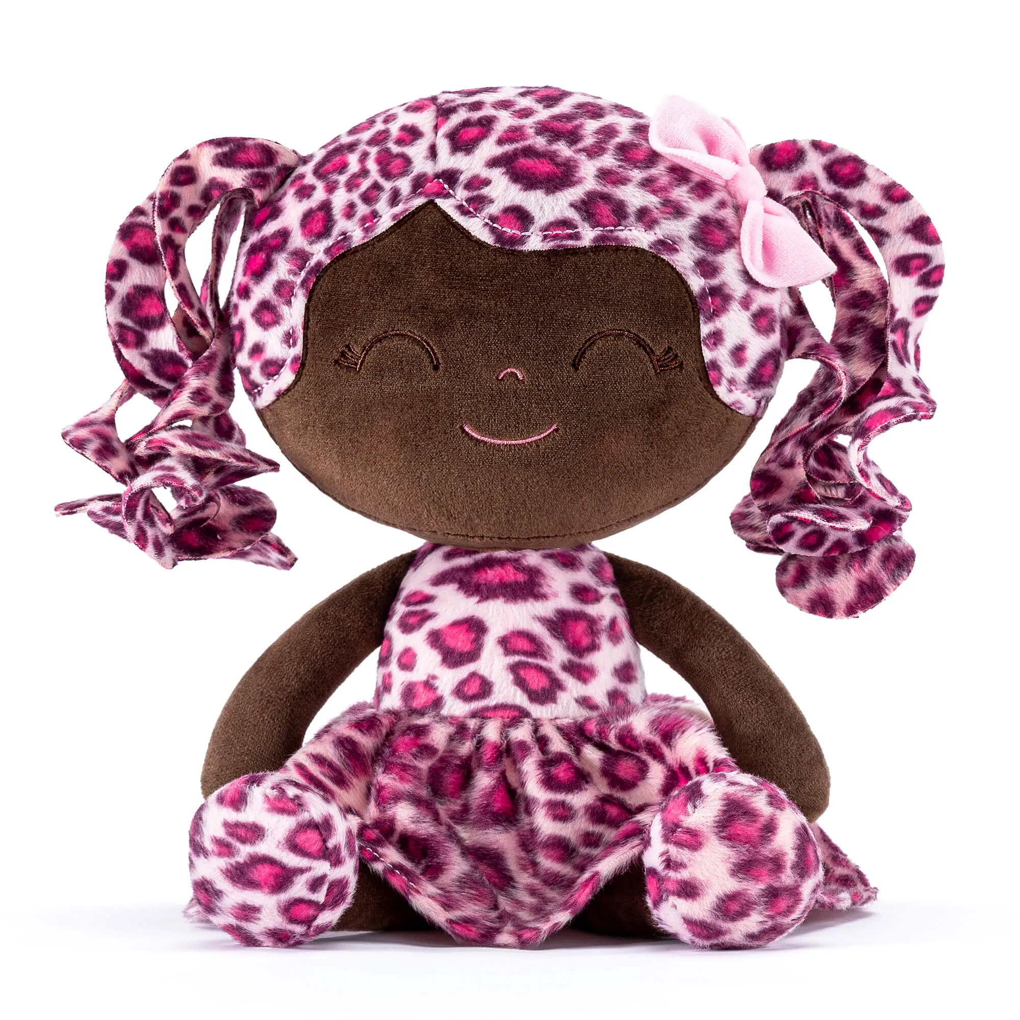 Gloveleya 12-inch Personalized Plush Jungle Animal Doll Tanned Skin with Rose Leopard Costume