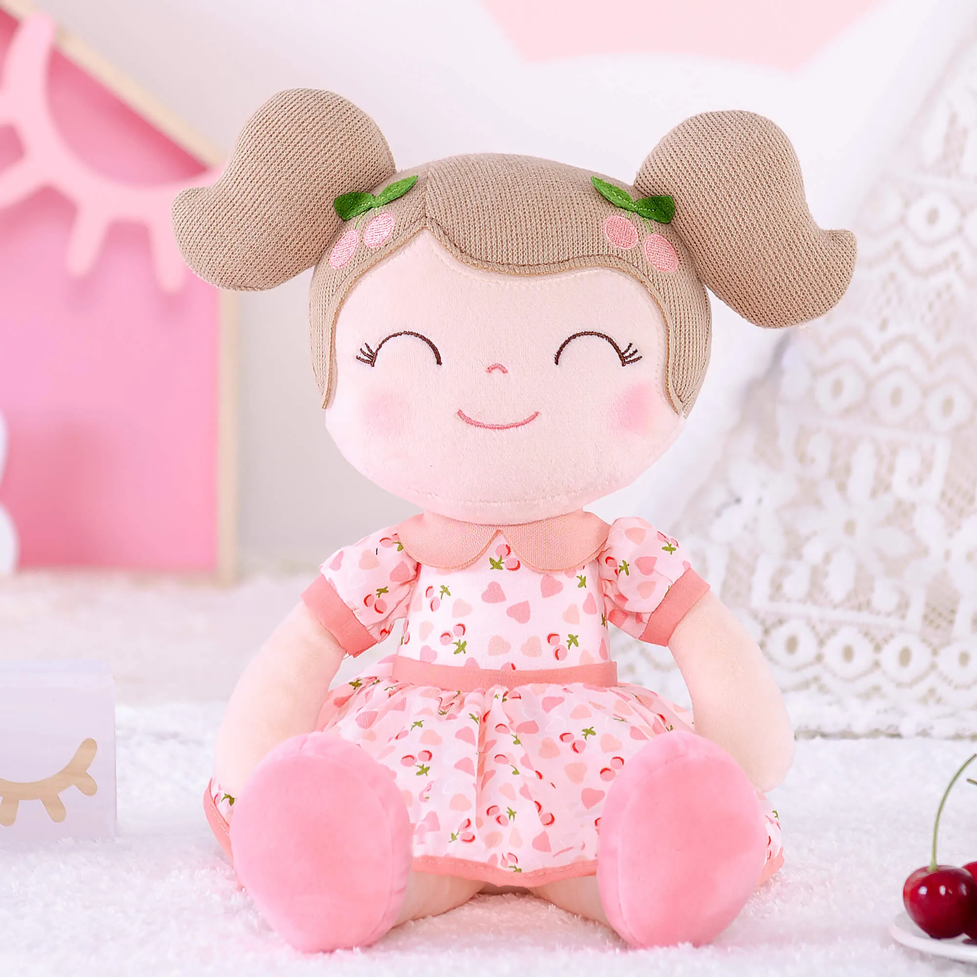 Gloveleya 16-inch Baby Doll Girl Gift Cherry Girl Dolls Pink