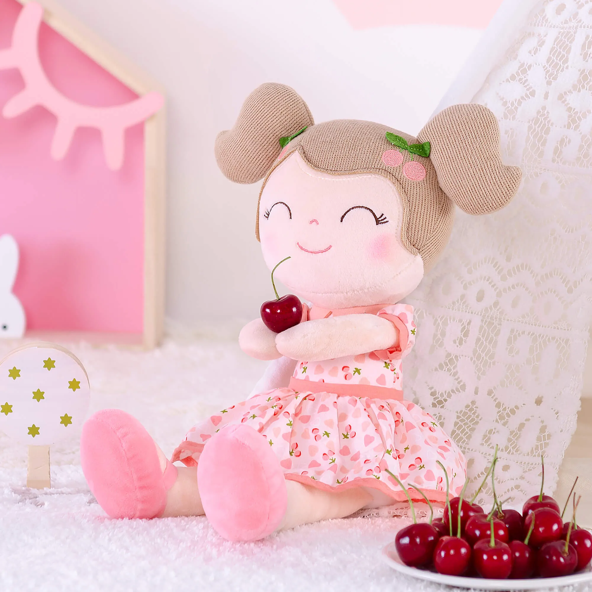 Gloveleya 16-inch Baby Doll Girl Gift Cherry Girl Dolls Pink