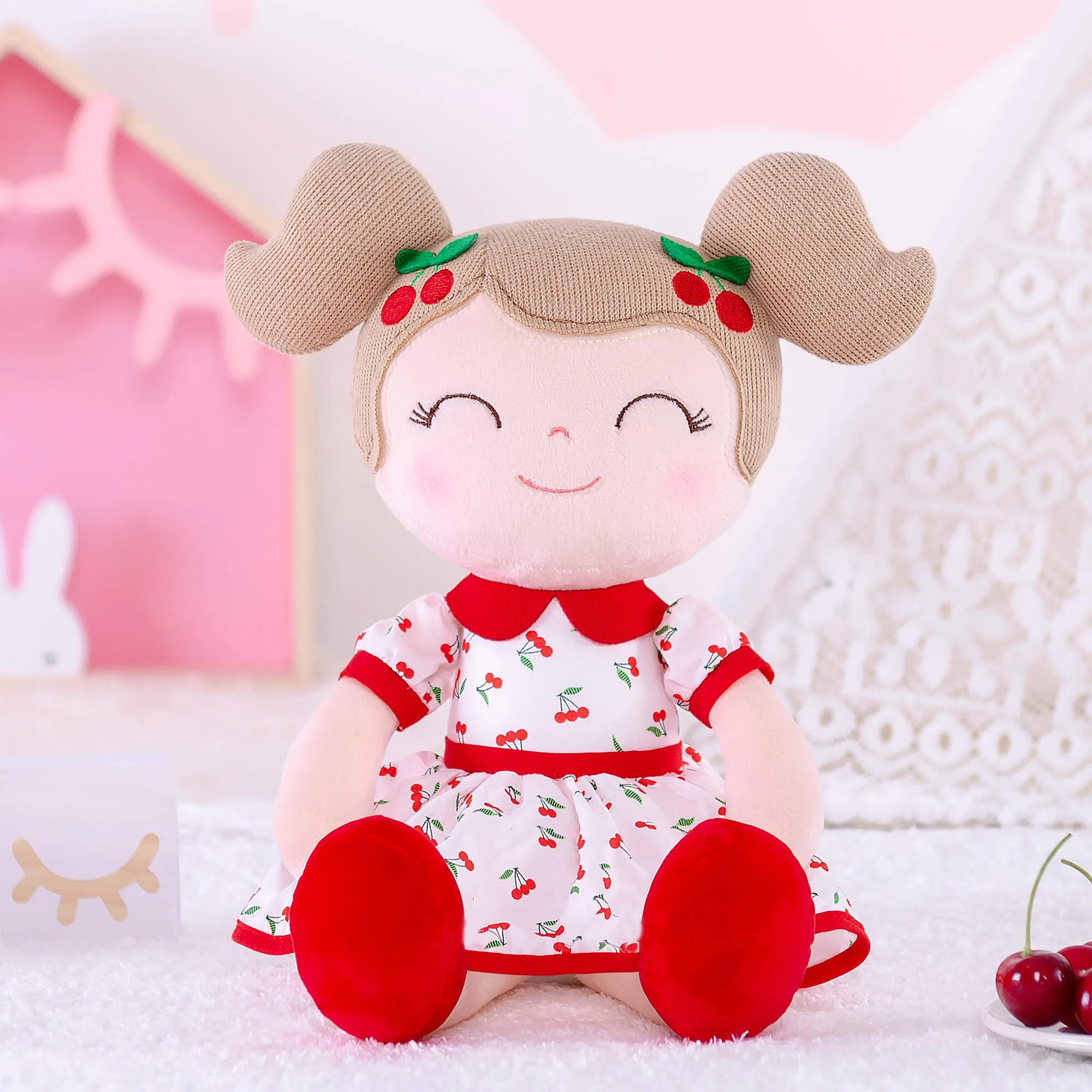 Gloveleya 16-inch Personalized Baby Doll Girl Gift Cherry Girl Dolls Red
