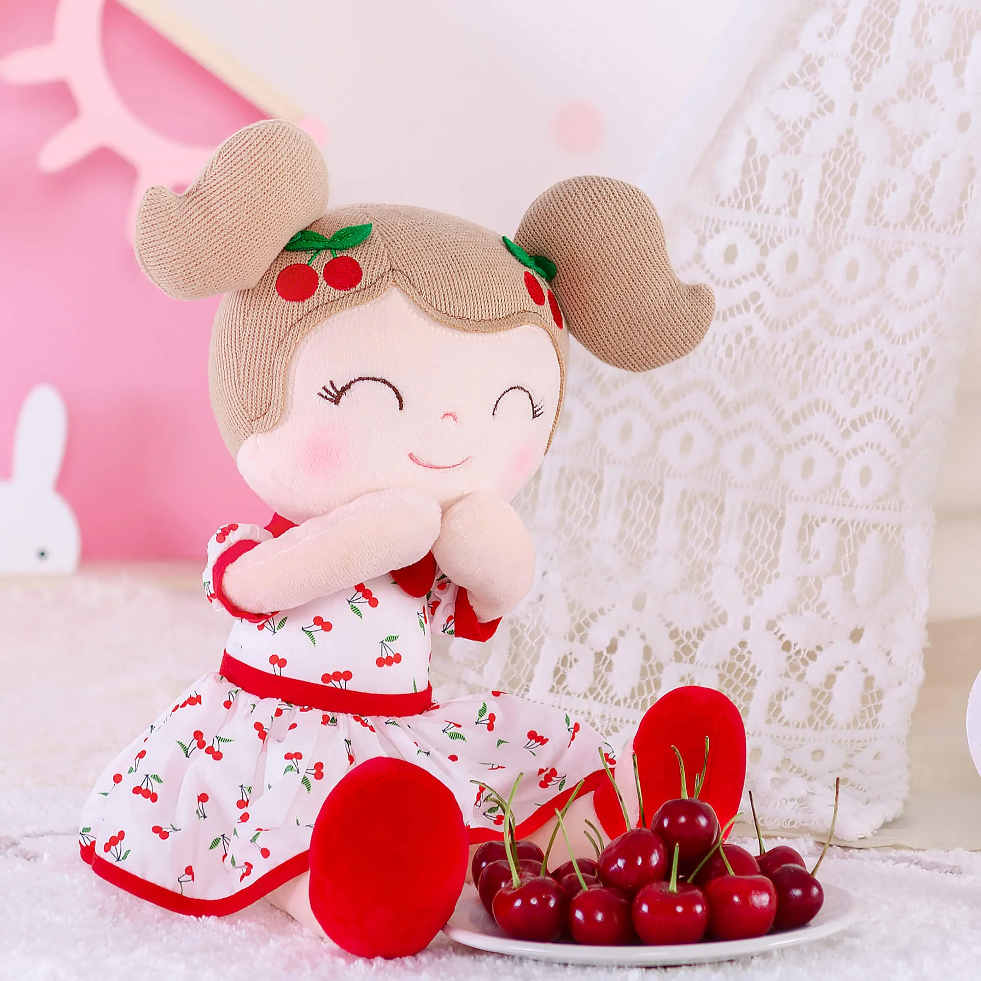 Gloveleya 16-inch Personalized Baby Doll Girl Gift Cherry Girl Dolls Red