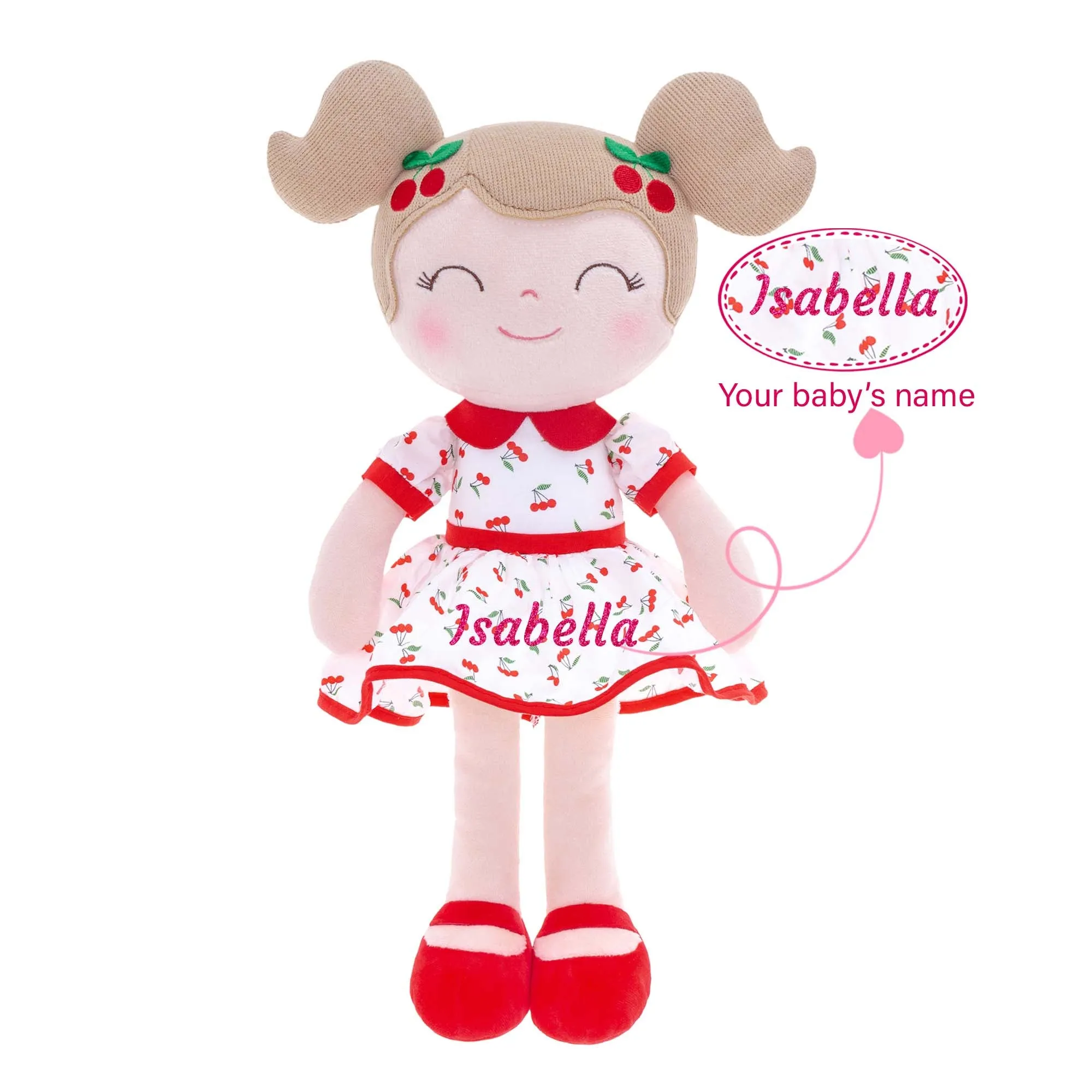 Gloveleya 16-inch Personalized Baby Doll Girl Gift Cherry Girl Dolls Red