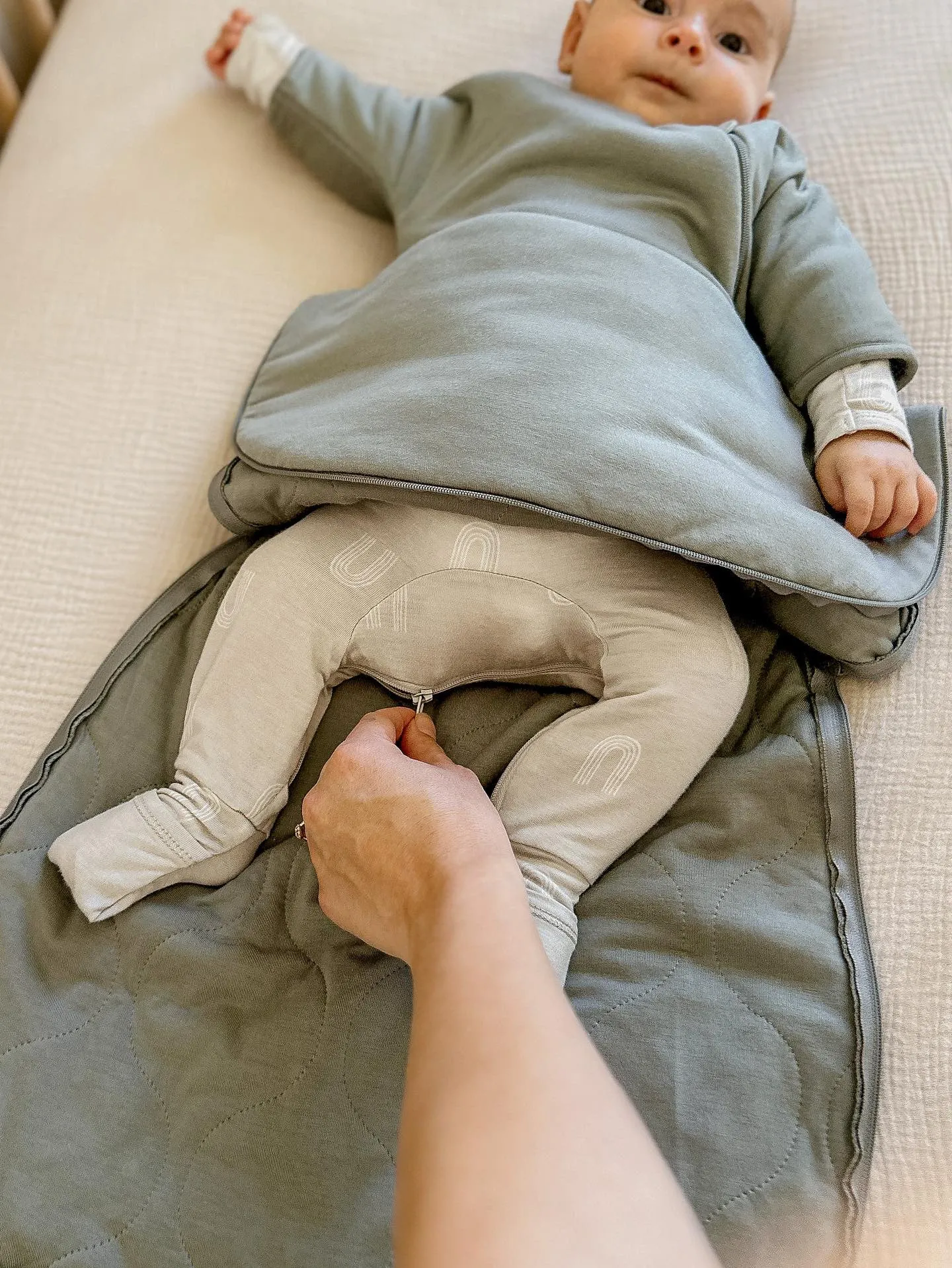 günamüna Transitional Swaddle Sack Duvet Bamboo Sage 2.6 TOG (Min. of 2, multiples of 2)