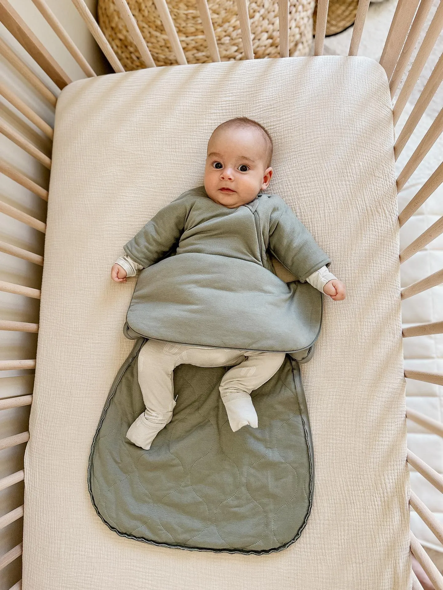 günamüna Transitional Swaddle Sack Duvet Bamboo Sage 2.6 TOG (Min. of 2, multiples of 2)