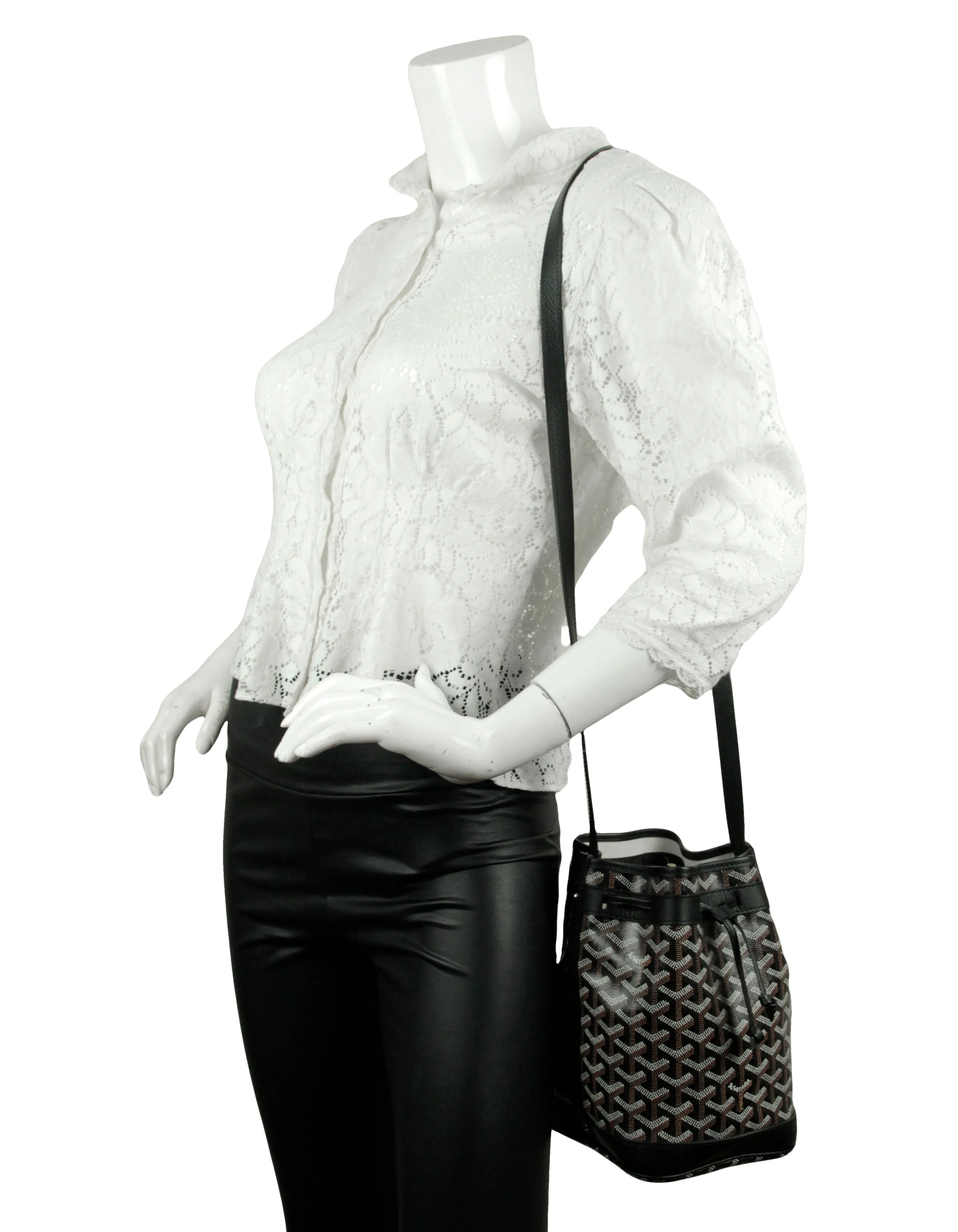 Goyard Black Goyardine Petit Flot PM Bucket Bag