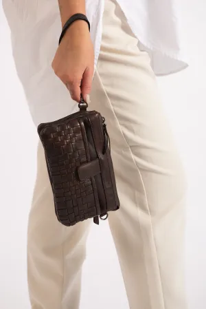 Greenwood 'May' Crossbody Woven Leather Bag ~ Brown