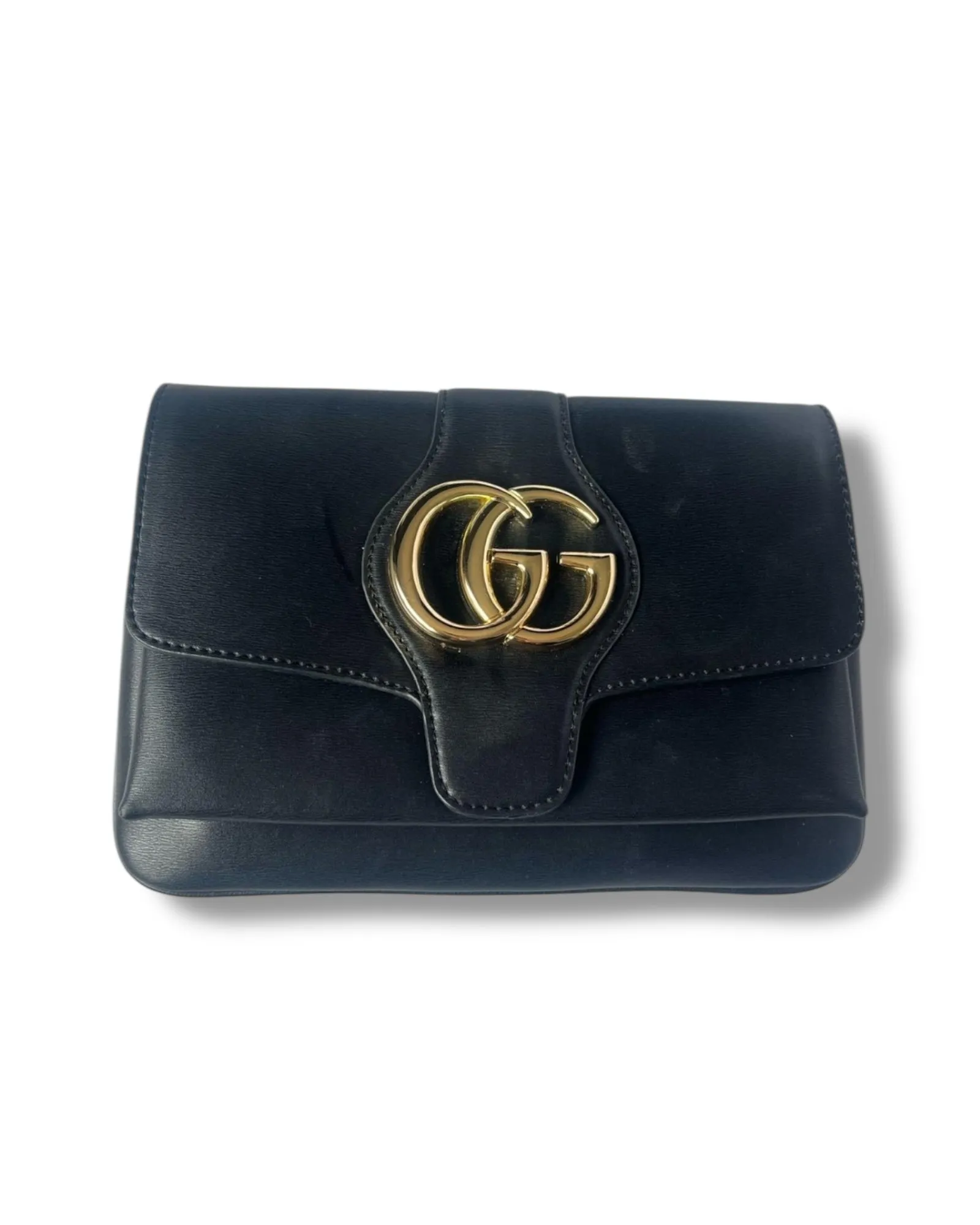 Gucci Arli Shoulder Bag - Black Leather - Gold GG