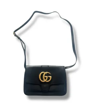 Gucci Arli Shoulder Bag - Black Leather - Gold GG