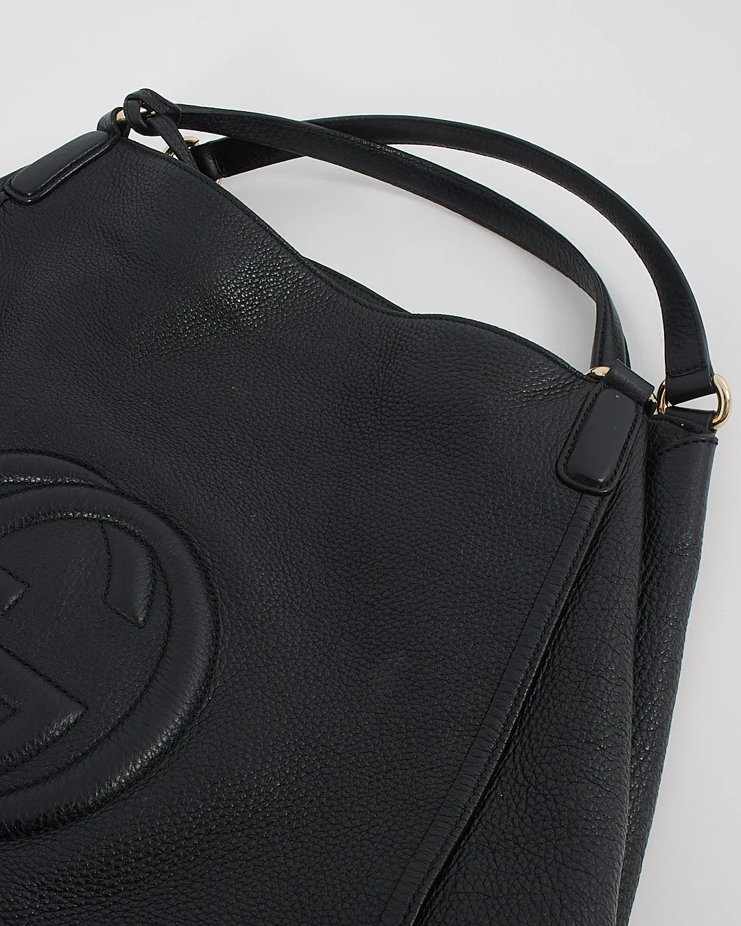 Gucci Black Pebbled Leather Large Soho Tote Handbag
