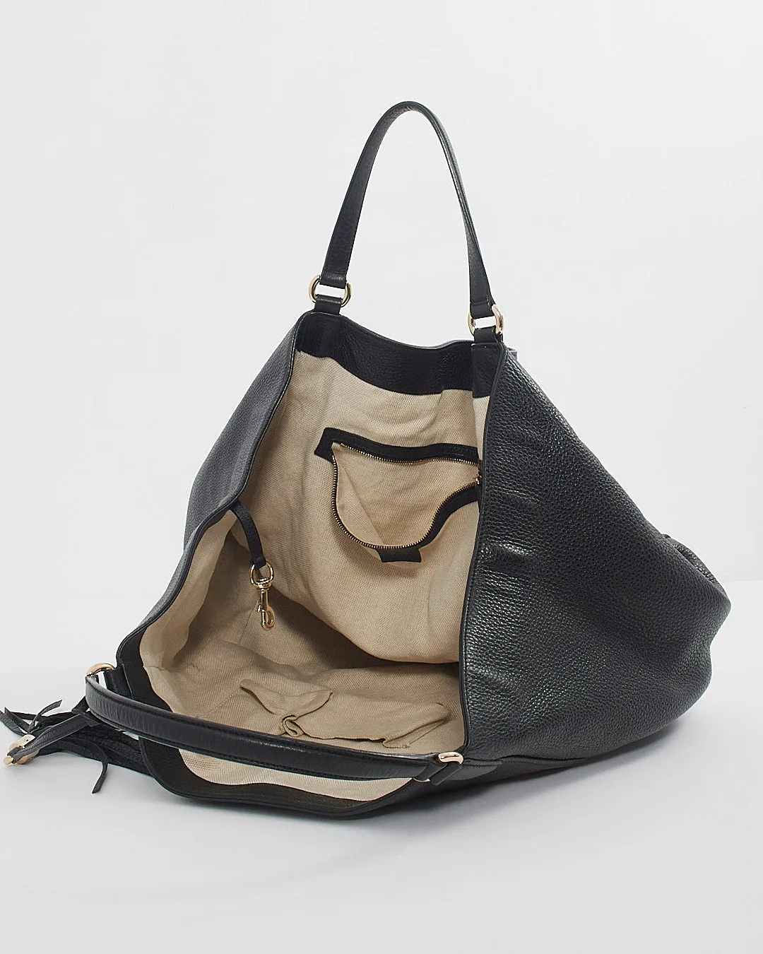 Gucci Black Pebbled Leather Large Soho Tote Handbag