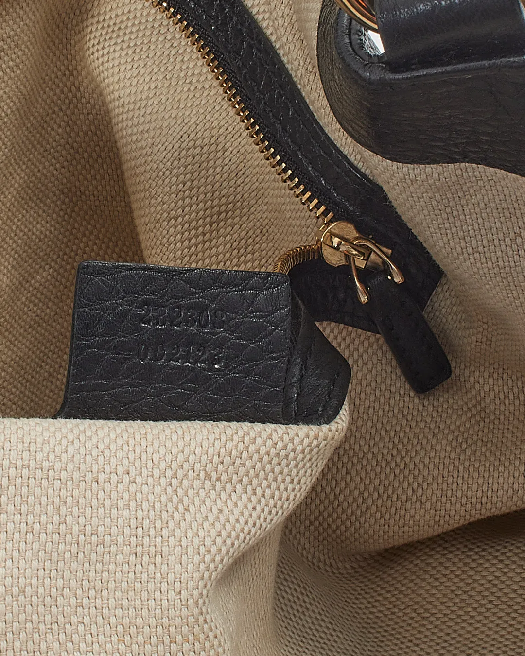 Gucci Black Pebbled Leather Large Soho Tote Handbag